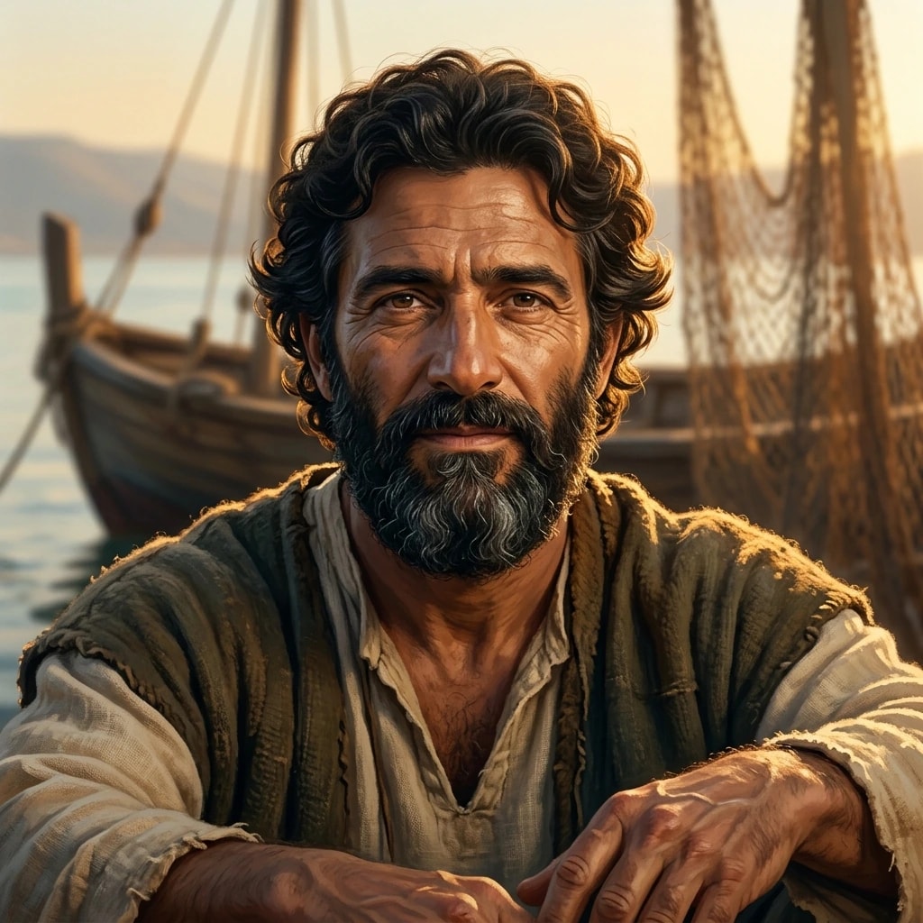 Retrato pintado de Pedro, pescador de cafarnaum, testemunha dos três anos com jesus.